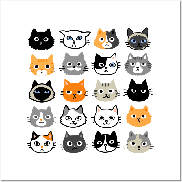 Assorted Cat Faces | Cool Kitty Lover's Wall Art by Coffee Squirrel